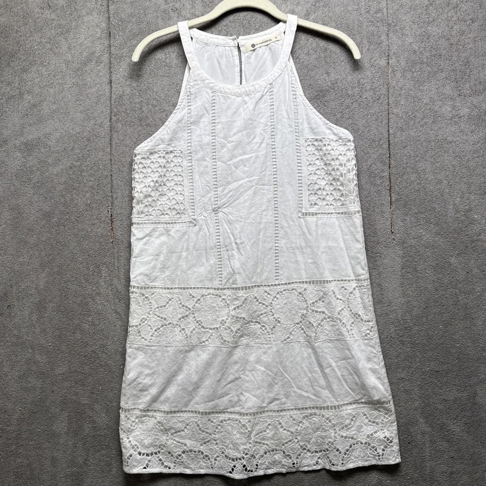 The Impeccable Pig White‎ Lace Eyelet Dress XS Boho Bridal Cotton Lined